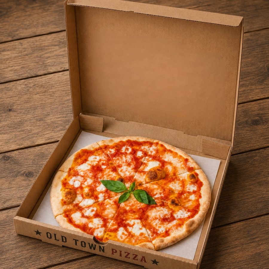 Ravello pizza in an Old Town Pizza box
